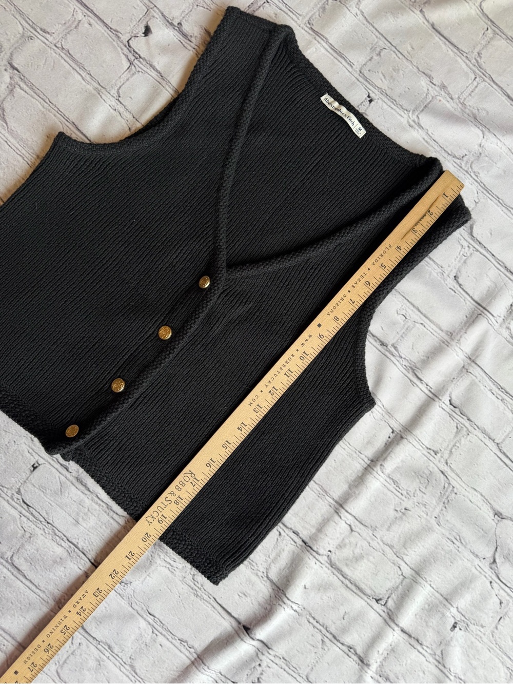 Abercrombie & Fitch Women's Knit Sweater Vest Preppy Gold Buttons Medium Retro - Picture 6 of 9
